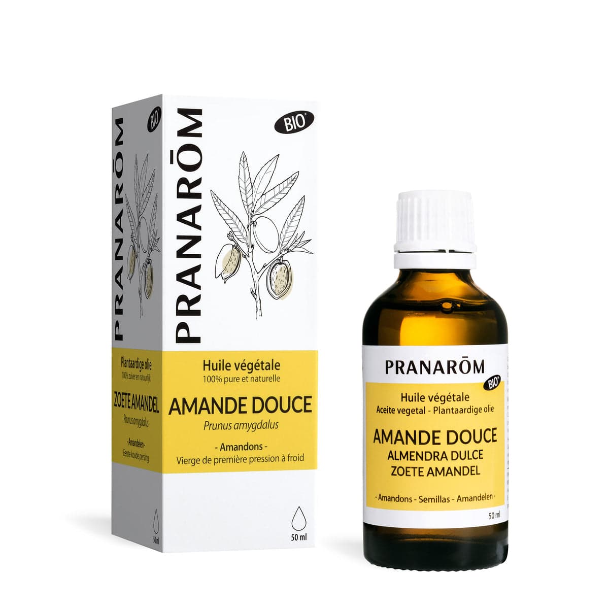 Huile végétale d’amande douce bio Pranarôm — flacon officiel